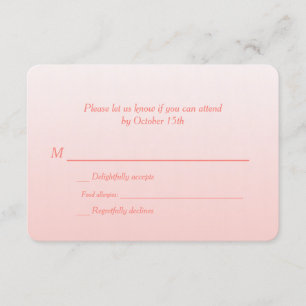 Bilingual Coral Ombre Wedding RSVP Karte
