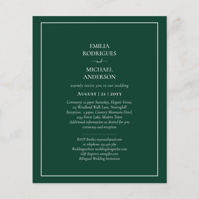Bilingual Double Side Wedding Boda Green Flyer (Vorne)
