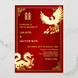 BILINGUAL Dragon And Phoenix | Chinese Wedding Folieneinladung