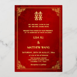 BILINGUAL Goldrahmen geometrische chinesische Hoch Folieneinladung