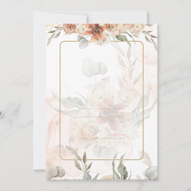 Bilingual Invitación de Boda Boho Template Einladung (Vorderseite)