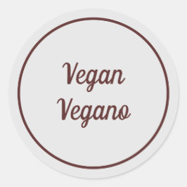 Bilingual Light Gray Vegan (Vegano) Einfach Runder Aufkleber
