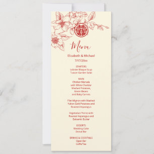 BILINGUAL Magnolia Chinese Wedding Menu Card Einladung