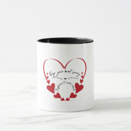 Bilingual Minimalistisch Red Heart Design Tasse