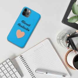 Bilingual Peach & Blue Heart Gesegnet Bendecida Case-Mate iPhone Hülle