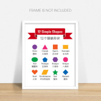 Bilingual Preschool Shapes Educational Poster