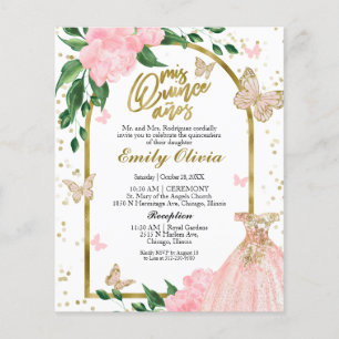 Bilingual Quinceanera Butterflys Budget Einladung