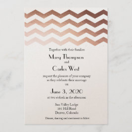Bilingual Rose Gold Zickzack Hochzeit Einladung