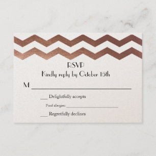 Bilingual Rose Gold Zickzack HochzeitseinladungRSV RSVP Karte