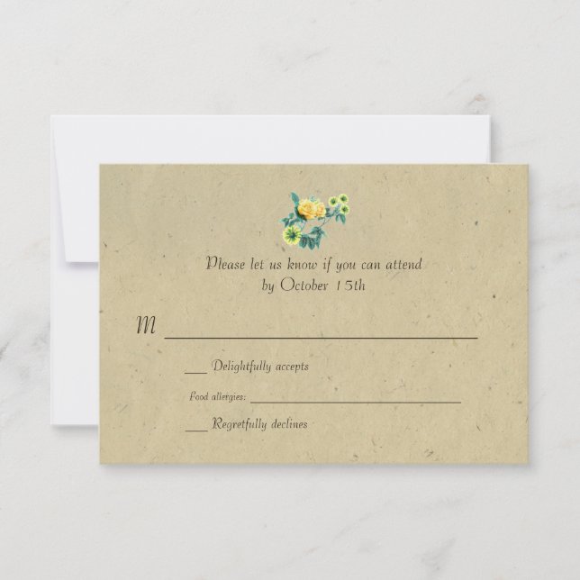 Bilingual Rustic Blume Garland Wedding RSVP Karte (Vorderseite)