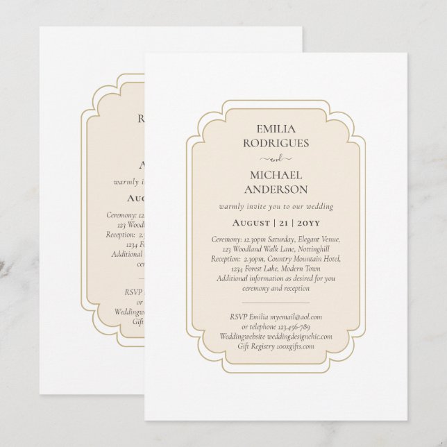 Bilingual Spanish Boda Budget Wedding Einladung (Vorne/Hinten)