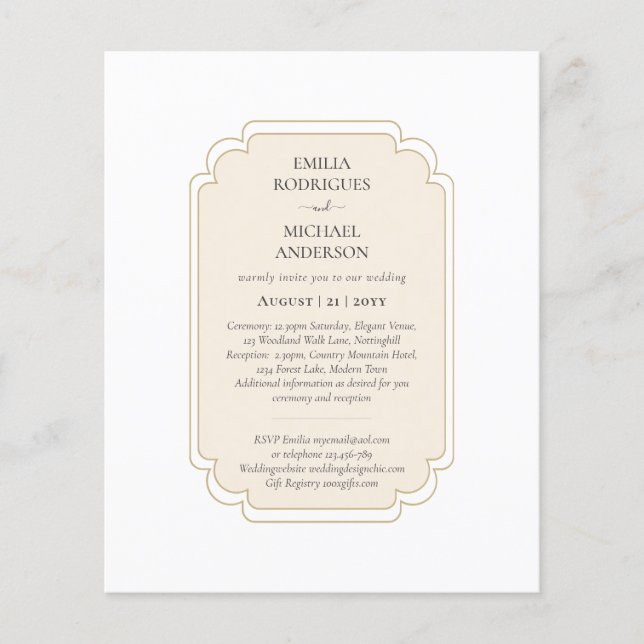 Bilingual Spanish Boda Budget Wedding Flyer (Vorne)