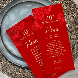Bilingual Traditional Wedding Anniversary Menus Menükarte