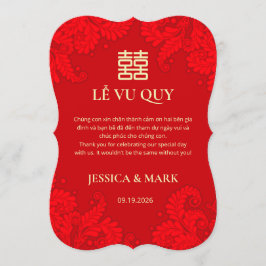 Bilingual Vietnamese Wedding Red Thank You Card Dankeskarte