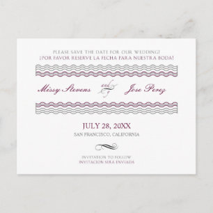 Bilingual Wedding Save the Date Postcard Ankündigungspostkarte
