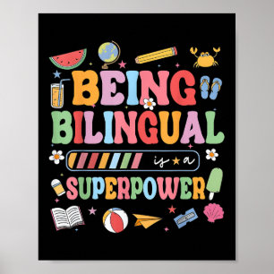 Bilingual zu sein ist eine Supermacht, die zurück Poster