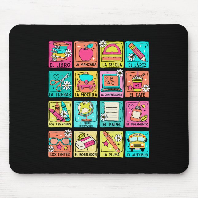 Bilinguale Lehrerin Byck To School Spanischlehrer  Mousepad (Vorne)
