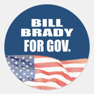 BILL BRADY FÜR GOVERNOR RUNDER AUFKLEBER