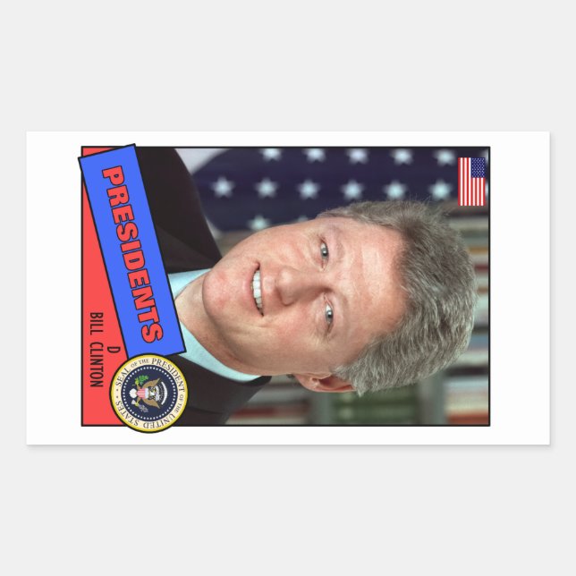 Bill Clinton Baseball Card Rechteckiger Aufkleber (Vorderseite)