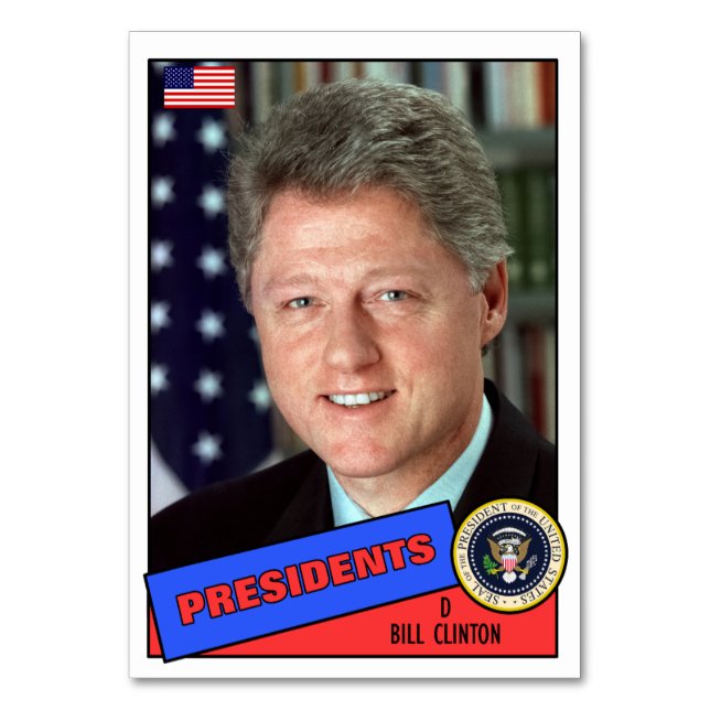 Bill Clinton Baseball Card Tischnummer (Vorderseite)