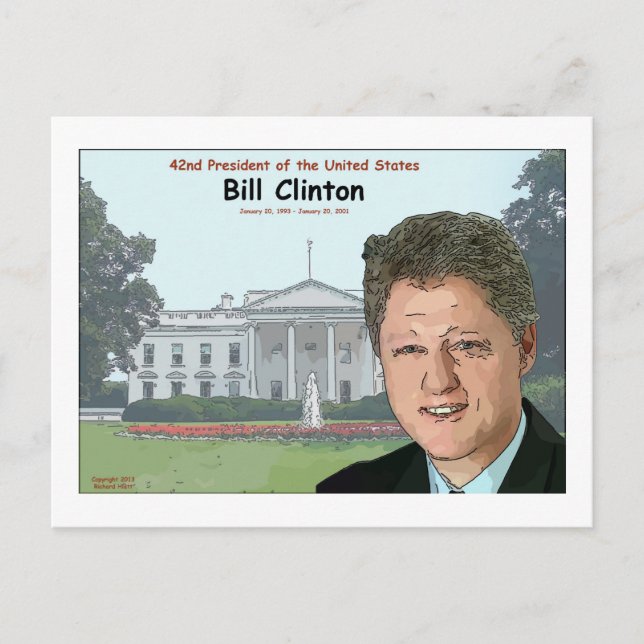Bill Clinton Cartoon Postkarte (Vorderseite)