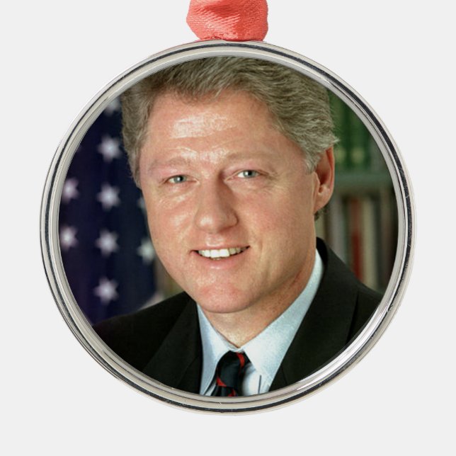 Bill Clinton Silbernes Ornament (Vorne)