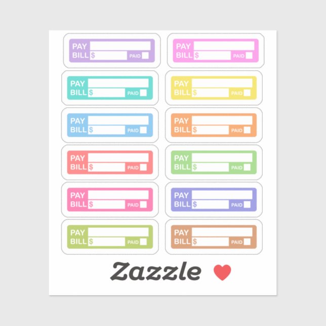 Bill Due Payment Erinnerung Labels Budgeting Plann (Blatt)