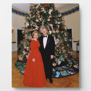 Bill & Hillary Clinton Christmas White House Fotoplatte