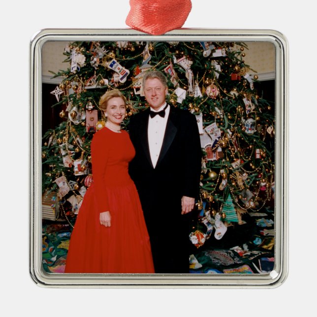 Bill & Hillary Clinton Christmas White House   Ornament Aus Metall (Vorne)