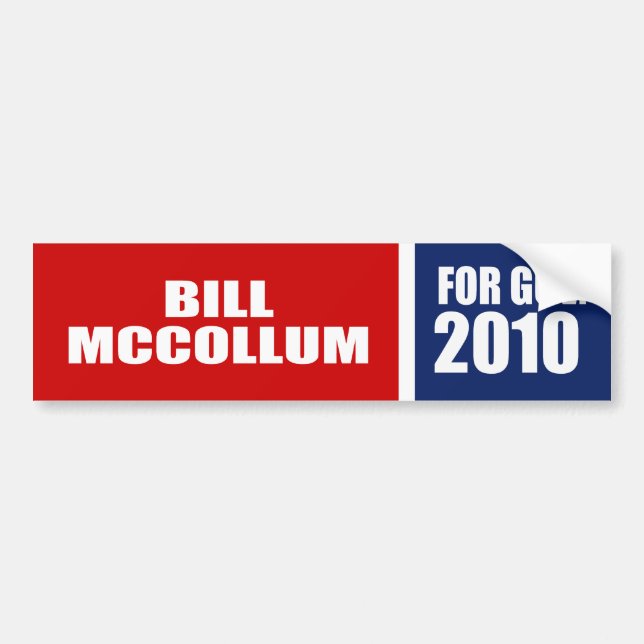 BILL MCCOLLUM FÜR GOUVERNEUR AUTOAUFKLEBER (Vorne)