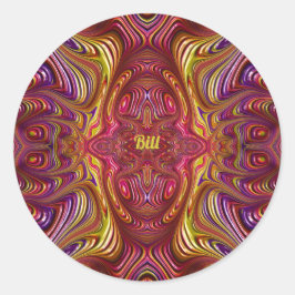 BILL ~ mehrfarbiges Fraktal Design ~ Runder Aufkleber