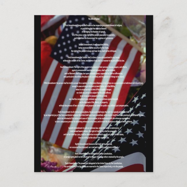 Bill of Rights and Flag Postkarte (Vorderseite)