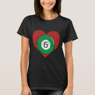 Billard 6 Ball Herz Liebe für Sport Billiard T-Shirt