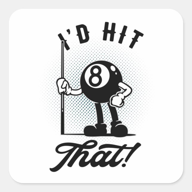 Billard 8-Ball Funny Cartoon Pool Snooker Quadratischer Aufkleber (Vorderseite)