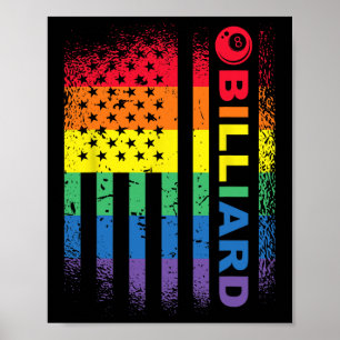 Billard 8-Ball Pool Billiard American Flag - Bil Poster