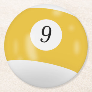 Billard 9 Ball Runder Pappuntersetzer