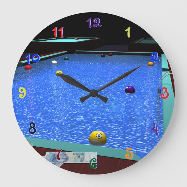 Billard Akrylwall-Uhr Große Wanduhr (Vorderseite)