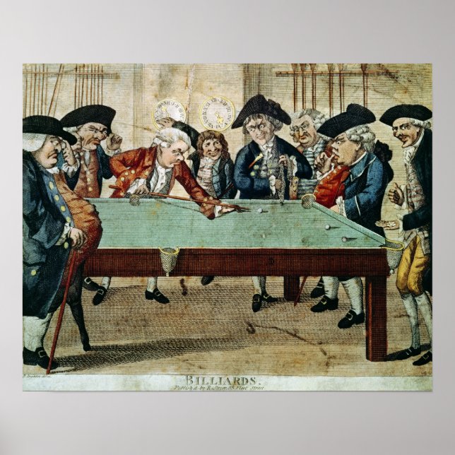 Billard, Ätzung aus dem 18. Jahrhundert von R.Saye Poster (Vorne)