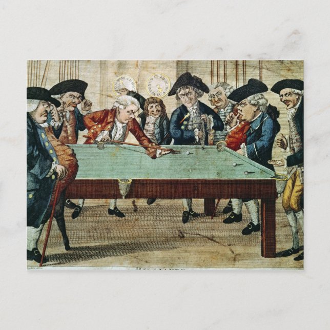 Billard, Ätzung aus dem 18. Jahrhundert von R.Saye Postkarte (Vorderseite)