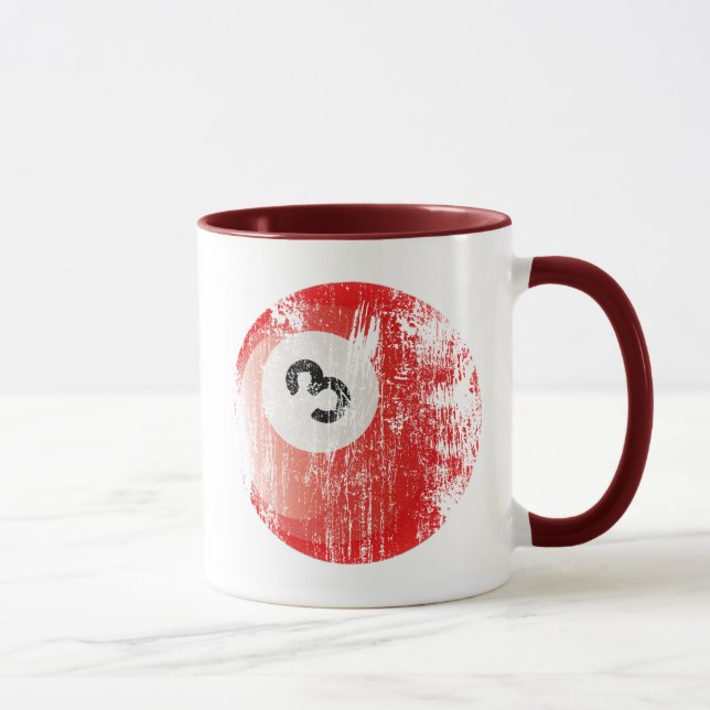BILLARD-BALL-- ABGEFRESSENE UND GEALTERTE ART DER TASSE (Rechts)