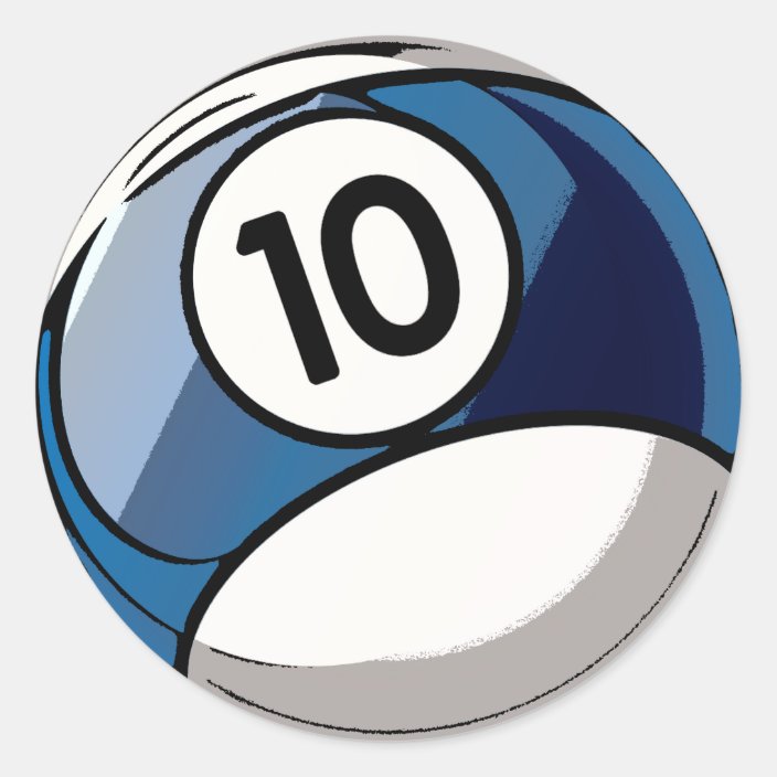 Billard Ball Der Comic Art Zahl 10 Runder Aufkleber Zazzle Ch