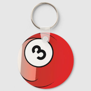 Billard-Ball der Comic-Art-Zahl-3 Schlüsselanhänger