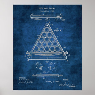 Billard Ball Frame Patent Nr. 3 Pool Zimmer Dekora Poster