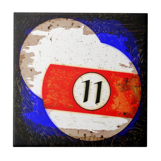 BILLARD-BALL NR. 11 FLIESE (Vorderseite)