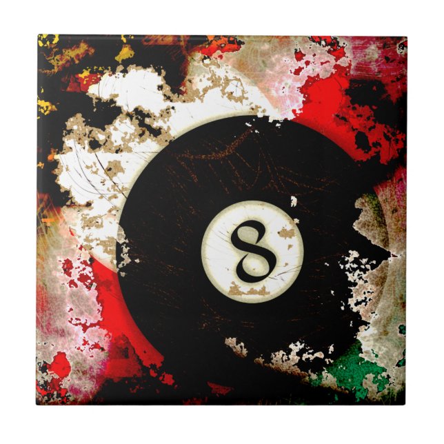 BILLARD-BALL NR. 8 FLIESE (Vorderseite)