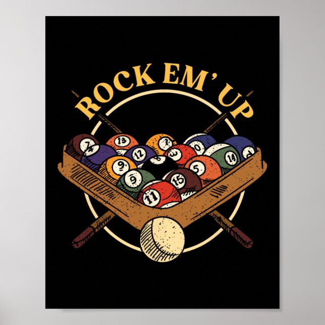 Billard Ball Rack Stick Cue Billiard Player Snoo Poster (Vorne)
