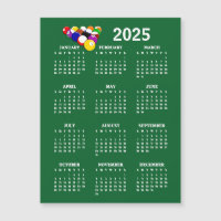 Billard Balls Pool 2025 Kalender Magnetkarte
