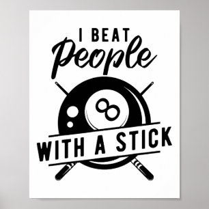 Billard Beat People mit Stick Funny Billiard Q Poster