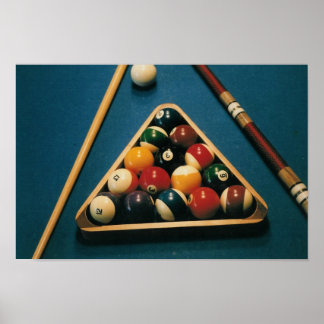 Billard / Biliards Table, boules, ques — Poster