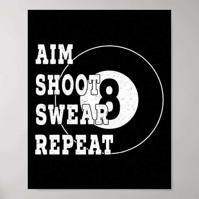 Billard Billard 8 Aight Ball Retro Snooker Tisch Poster (Vorne)